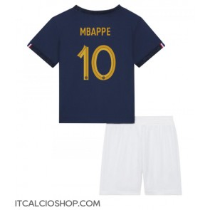 Francia Kylian Mbappe #10 Prima Maglia Bambino Mondiali 2022 Manica Corta (+ Pantaloni corti)